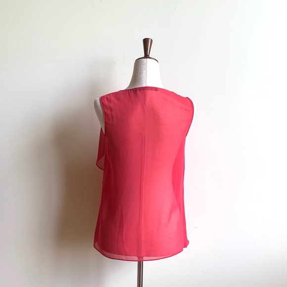 ZARA BASIC Dark pink ruffled sleeveless blouse XS Extra small - Picture 5 of 9
